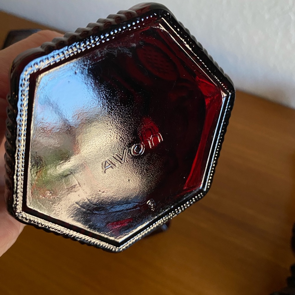 Avon Vintage 1876 Collection  Cape Cod Ruby Red Glass Candlesticks Set of 3 - Picture 8 of 9